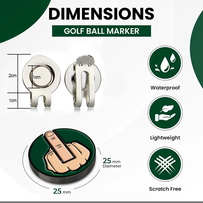 Funny Middle Finger-Shaped Golf Hat Clip, Detachable Magnetic 25mm Coin Hat Clip Unique Putter Golf Mark Sports Golf Accessories view 3
