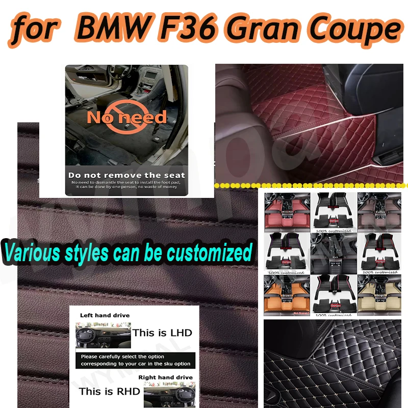 

LUXURY Custom Automotive Car Floor Mats For BMW F36 Gran Coupe 2014 2015 2016 2017 Auto Luxury Leather