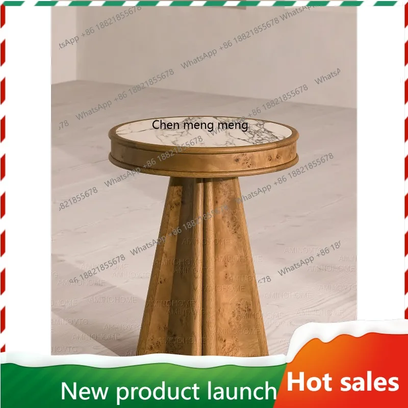 

Medieval solid wood coffee table side table wabi-sabi wind tree tumor wood round French sofa side furniture