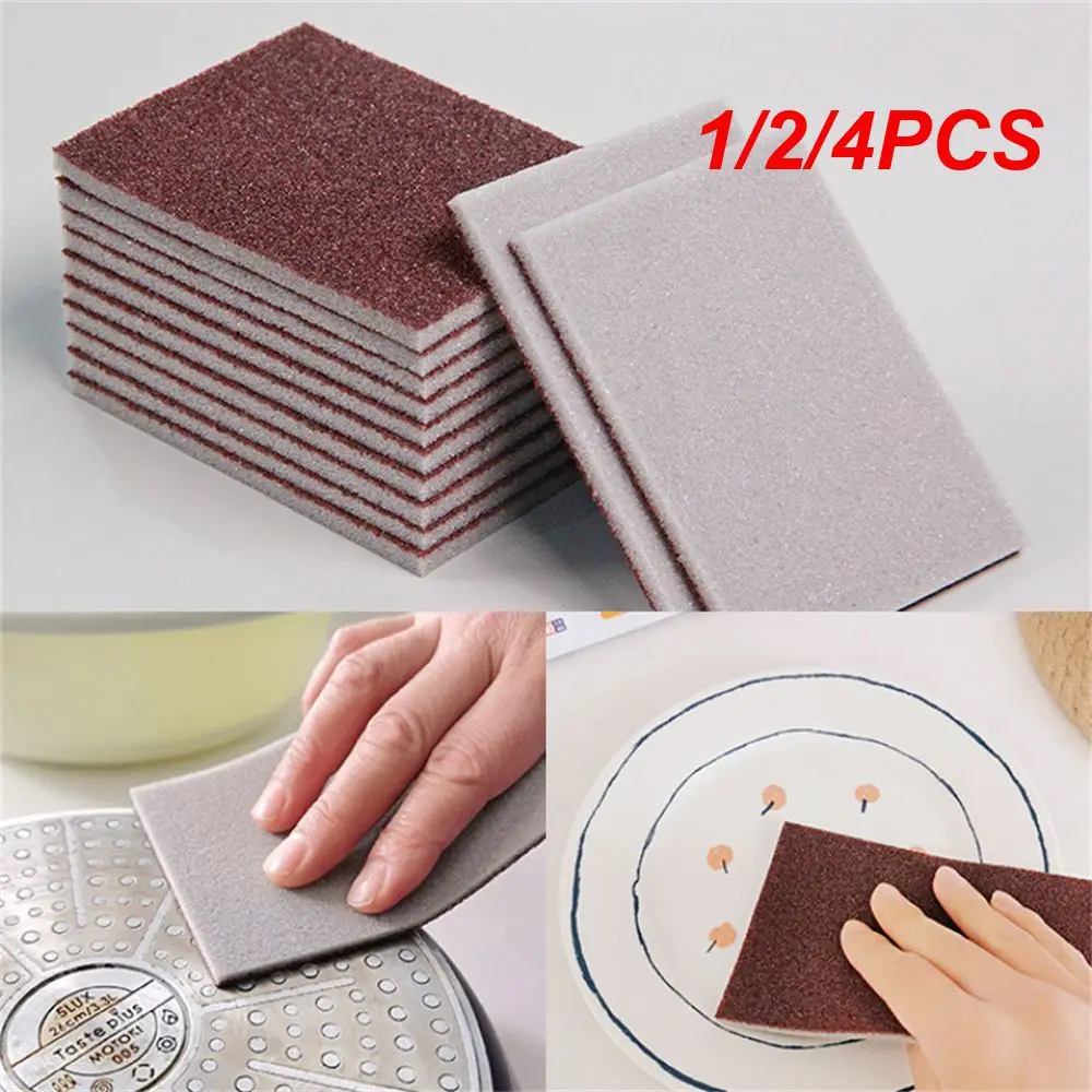 1/2/4PCS Sponge Eraser Descaling Emery Cleaning Brush Silicon Carbide Descaling Cleaning Brush Stove Top Pot Kitchen Tool