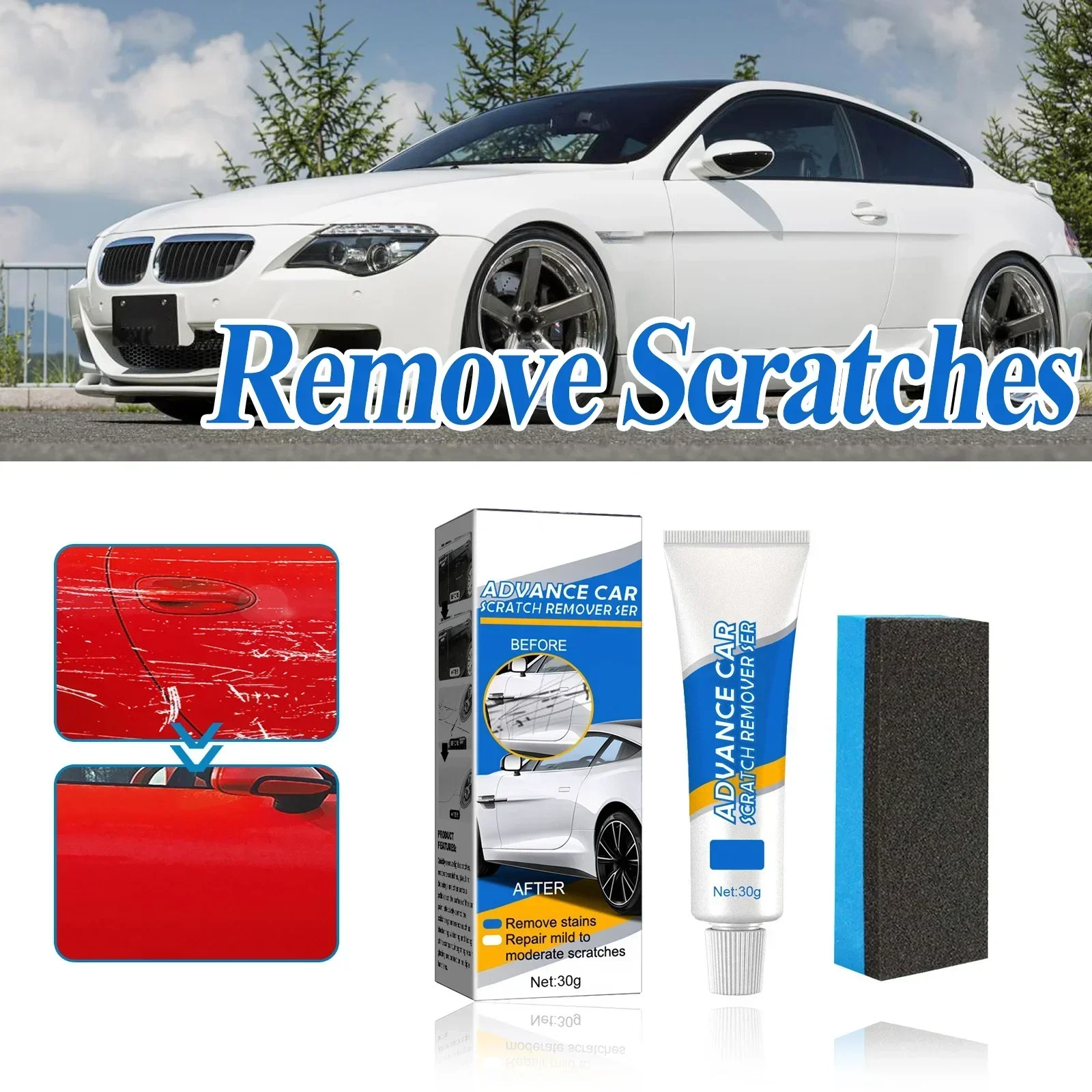 Car Scratch Remover Car Body Paint Care Car Polishing Paste With Sponge Paint Restoration Remove Scratch Repair Broken Paint