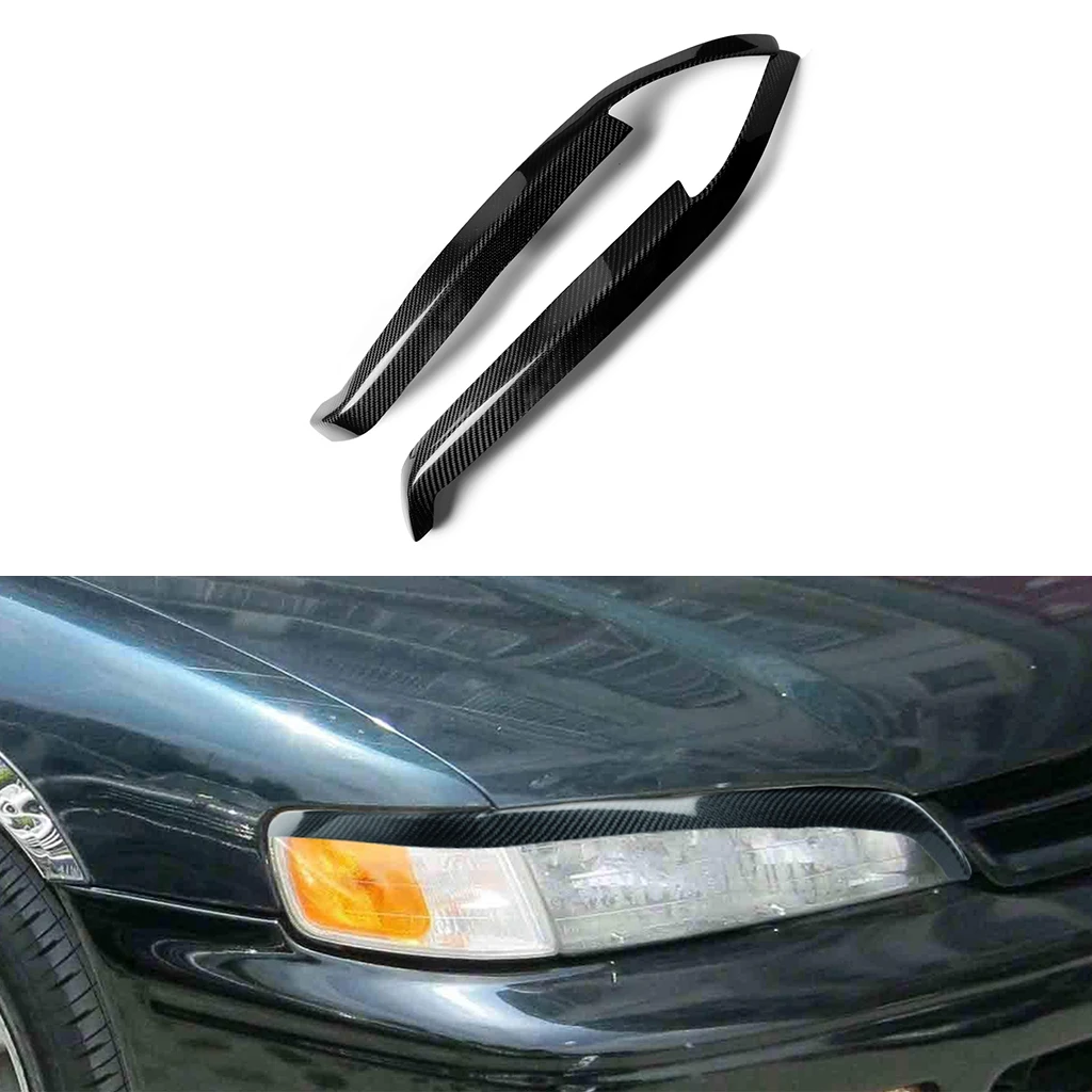 

1pair Real Carbon Fiber Car Headlights Eyebrow Eyelids Trim Cover For Honda Accord 1994 1995 1996 1997 Lamp Hoods Car Stickers