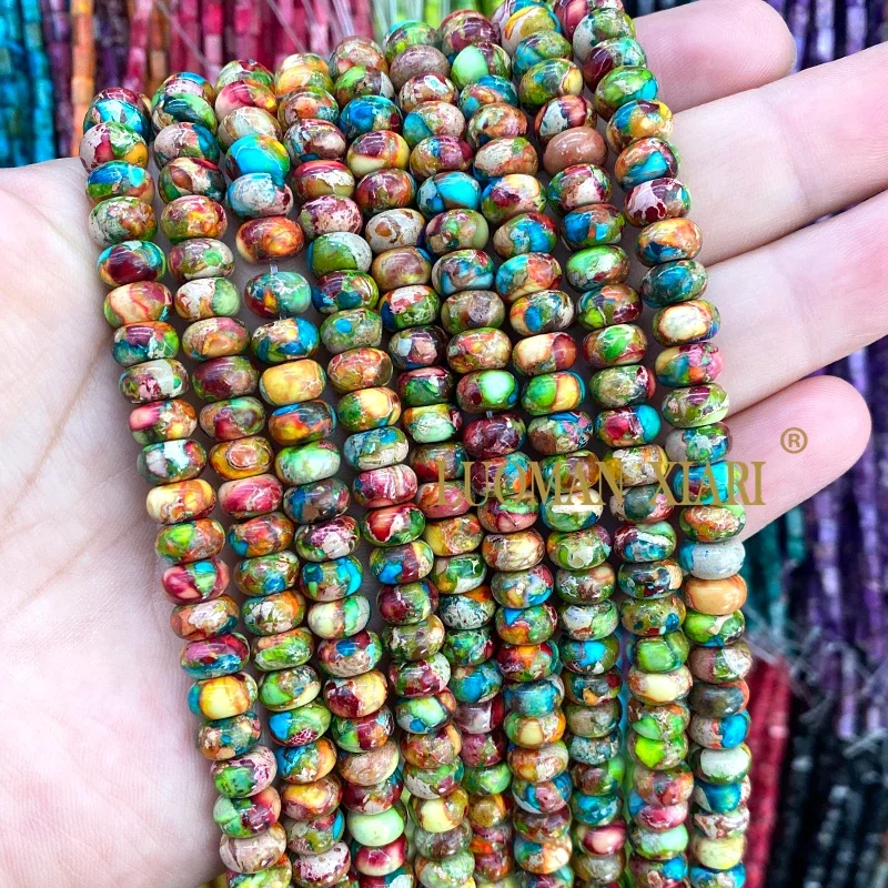 5x8MM Abacus Natuursteen Zeesediment Jasper Rondelle Losse Spacer Kralen voor Sieraden Maken DIY Armband bedels Accessoires - afbeelding 1
