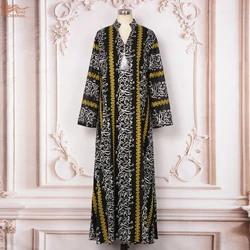 Ramadan Muslim Women's Loose Embroidery Abaya Mesh Maxi Dresses Elegant Casual Kaftan Tassel Pendant Dubai Abaya Vestidos