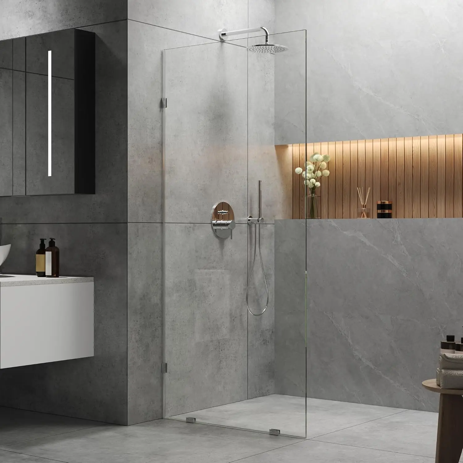 

34"×74" Shower Glass Panel, 5/16'' (8mm) Thick Fixed Glass Shower Panel, Frameless Shower Screen for Walk in Shower, Tempered Gl