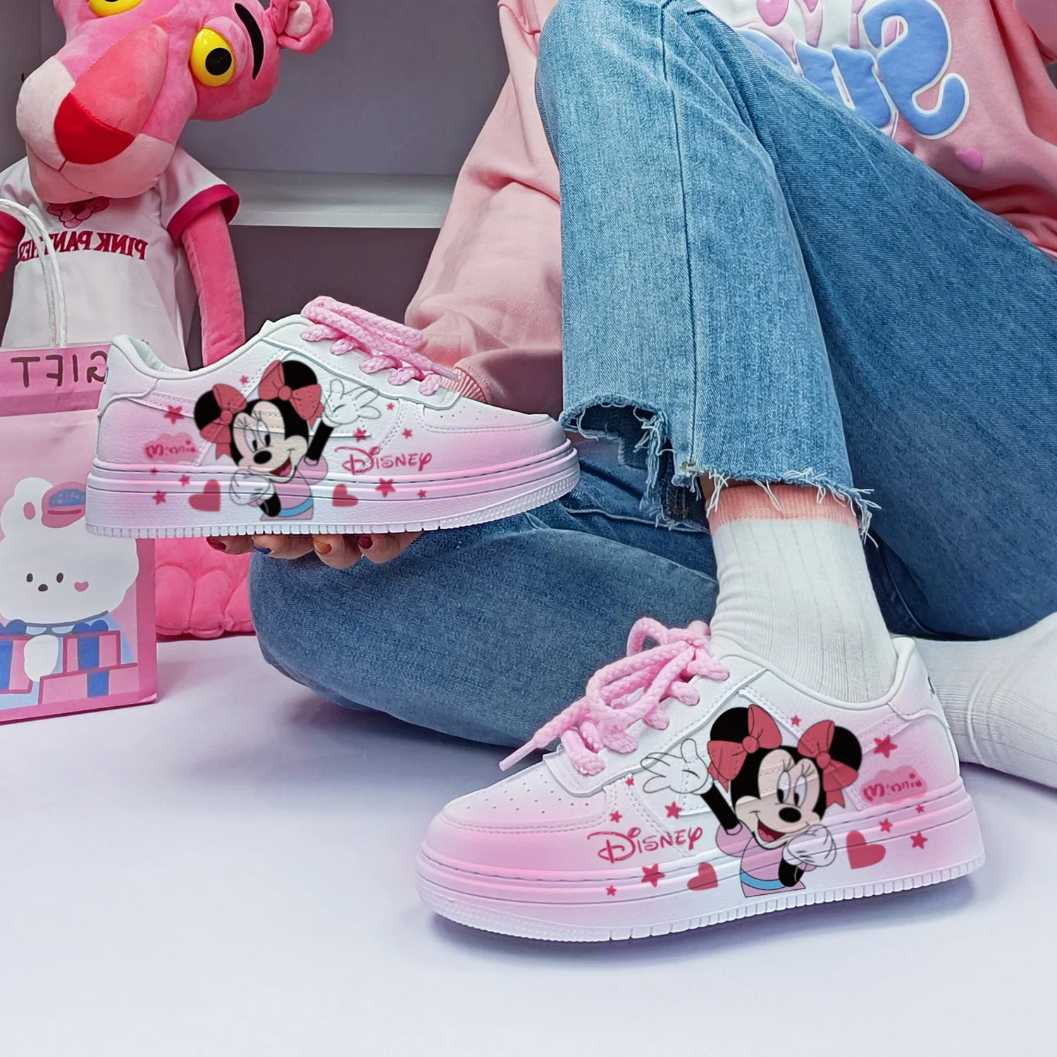 Disney Cartoon Minnie Princess Sapatos, Antiderrapante, Fundo macio, Casual, Esportes, Presente para meninas, Novo, Fofo