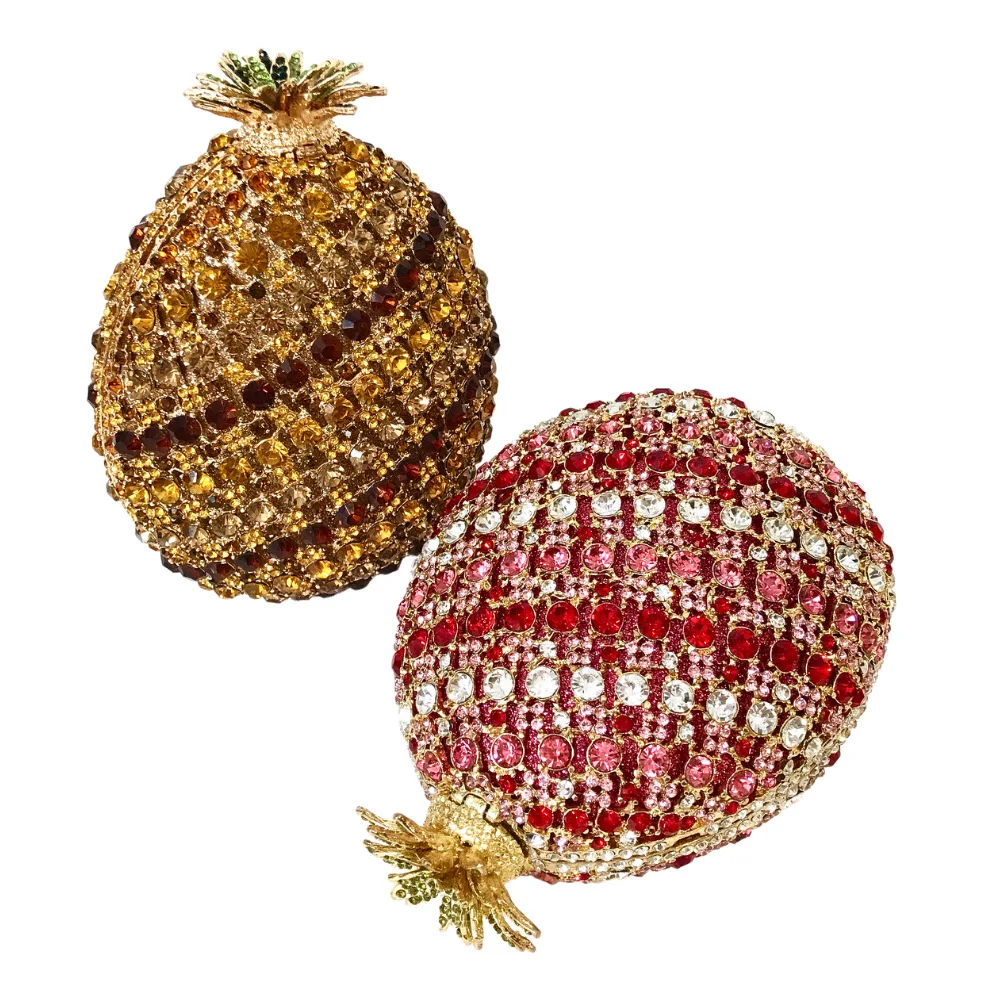 

Pineapple-Shaped Women Rhinestone Clutch Crystal Bags And Prom Purses Pink/Gold Girls Party Handbags Dinner Party Banquet Purs