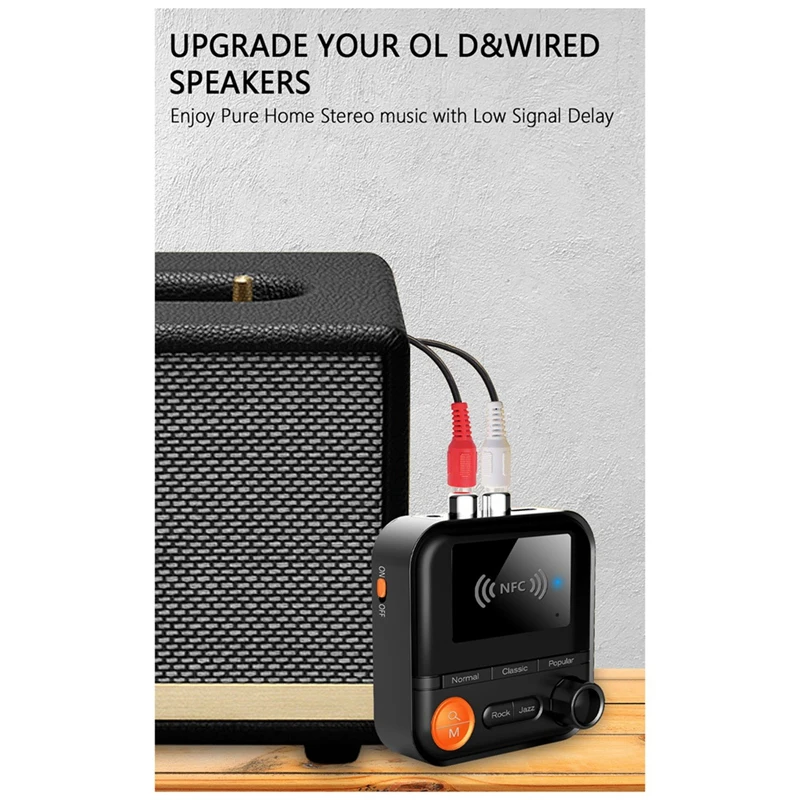 Receptor de Audio NFC con Bluetooth 5,2, adaptador inalámbrico, amplificador de Audio antiguo, reproductor de música AUX/RCA, Kit de accesorios para altavoces de coche