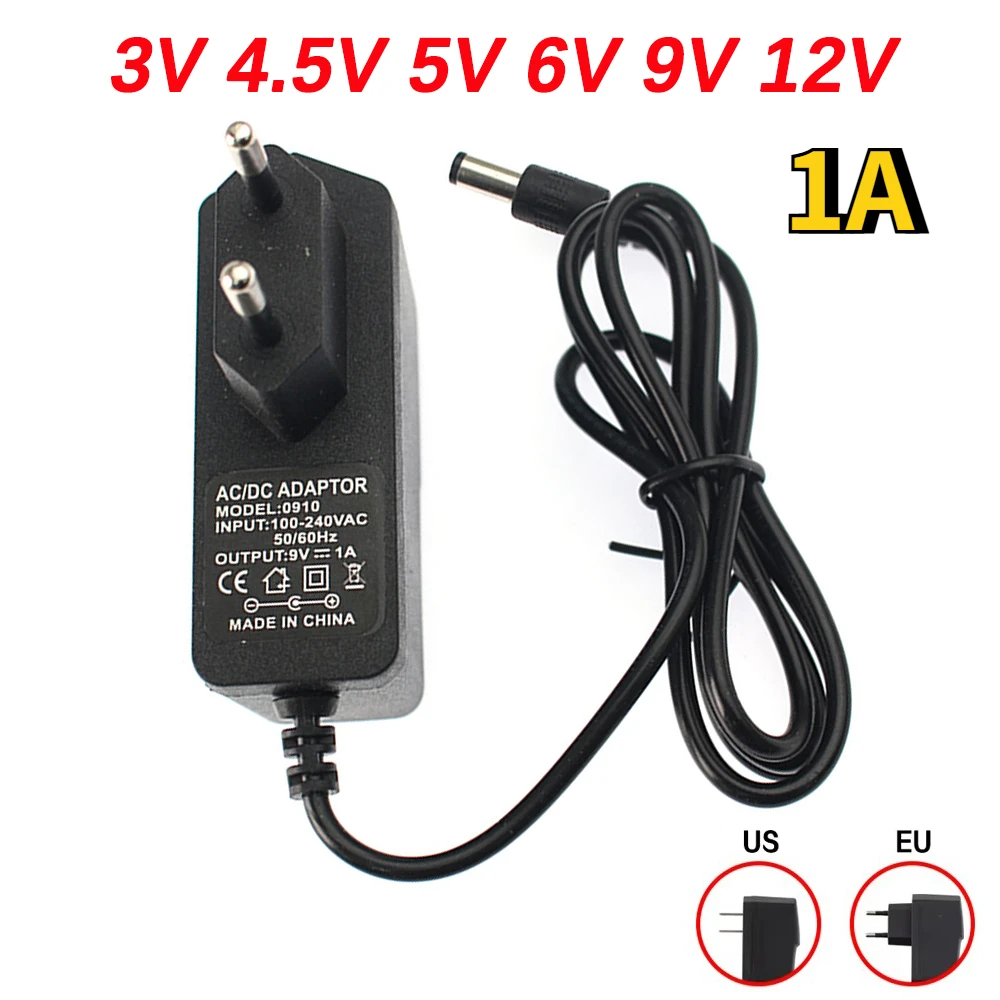 AC To DC 100-240V Power Adapter 3V 4.5V 5V 6V 9V 12V Power Supply Switching Charger 1A Converter with EU US Plug