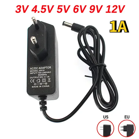AC To DC 100-240V Power Adapter 3V 4.5V 5V 6V 9V 12V Power Supply Switching Charger 1A Converter with EU US Plug