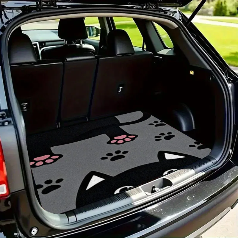 1pc Cartoon Cat Pattern Design Car Trunk Mat | Durable, Universally Applicable For Trucks And Suvs, Ideal Gift For Holidays, Wea