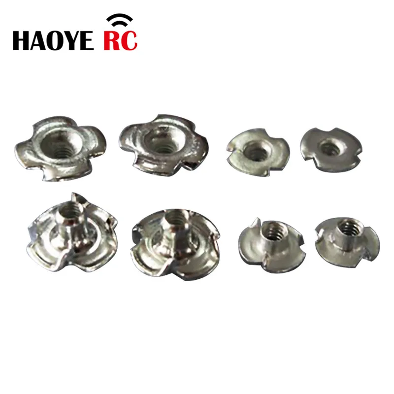 Haoye 20pcs M2 M3 M4 M5 M6 Metal Steel Zinc Plated Blind Nuts T Nuts Three/Four Claws For Rc Model Plane Accessories