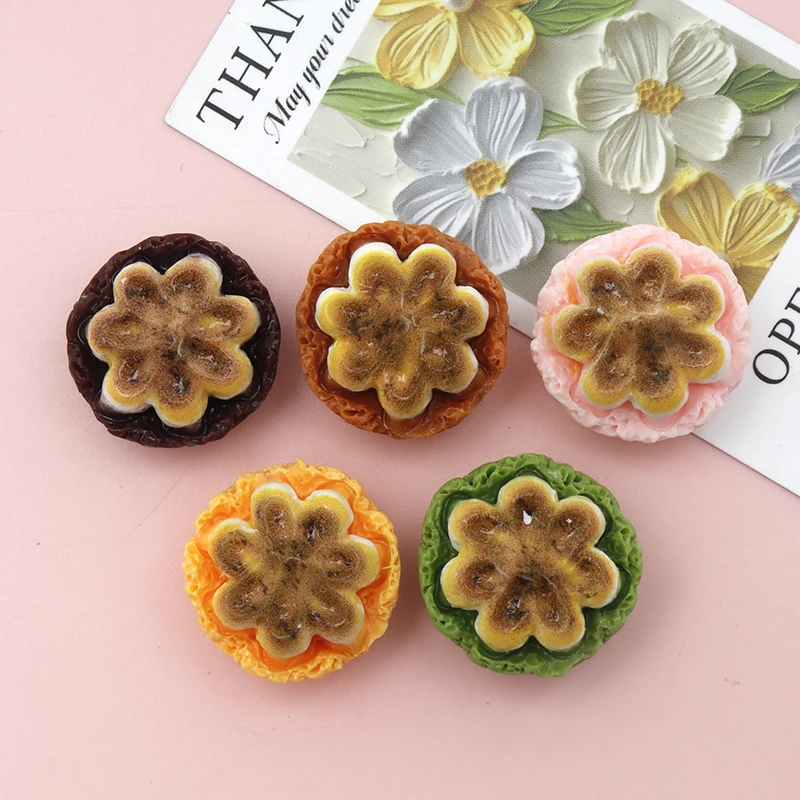 10/100pcs Resin Decor Dollhouse Miniature Bread Cookies Scrapbooking DIY Keychain Charms Handmade Materials