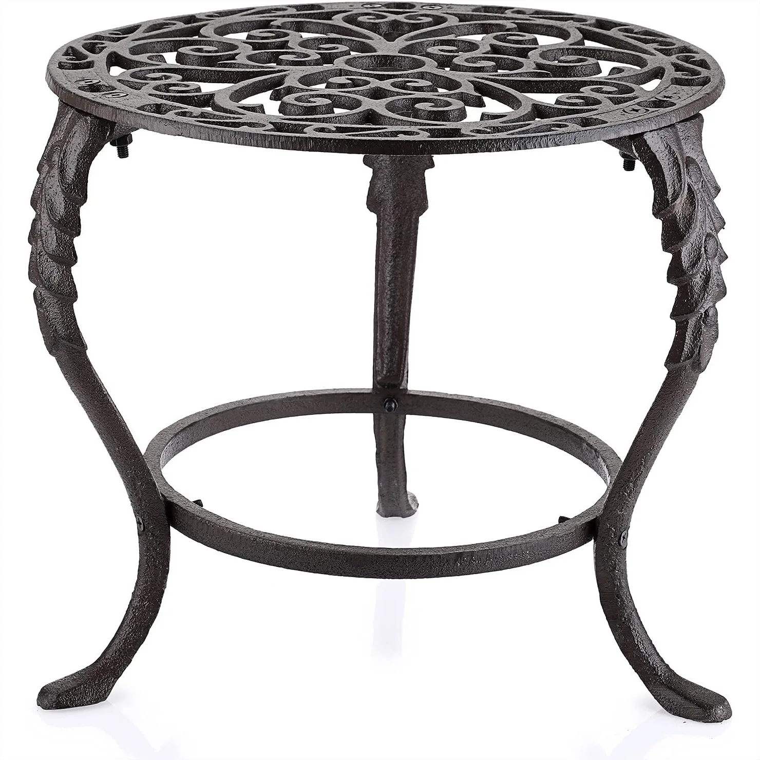 

Heavy Duty Cast Iron Plant Stand, Vintage Round Potted Plant Holder Rack for Indoor Outdoor Garden, Rustic Decorative Metal