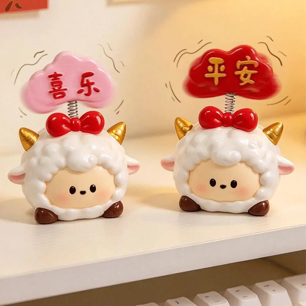 Creative Rotating Sheep Figurine Shaking Head Resin Chinese Zodiac Figurine Realistic Sheep Shaped Auto Interior Lamb Ornament