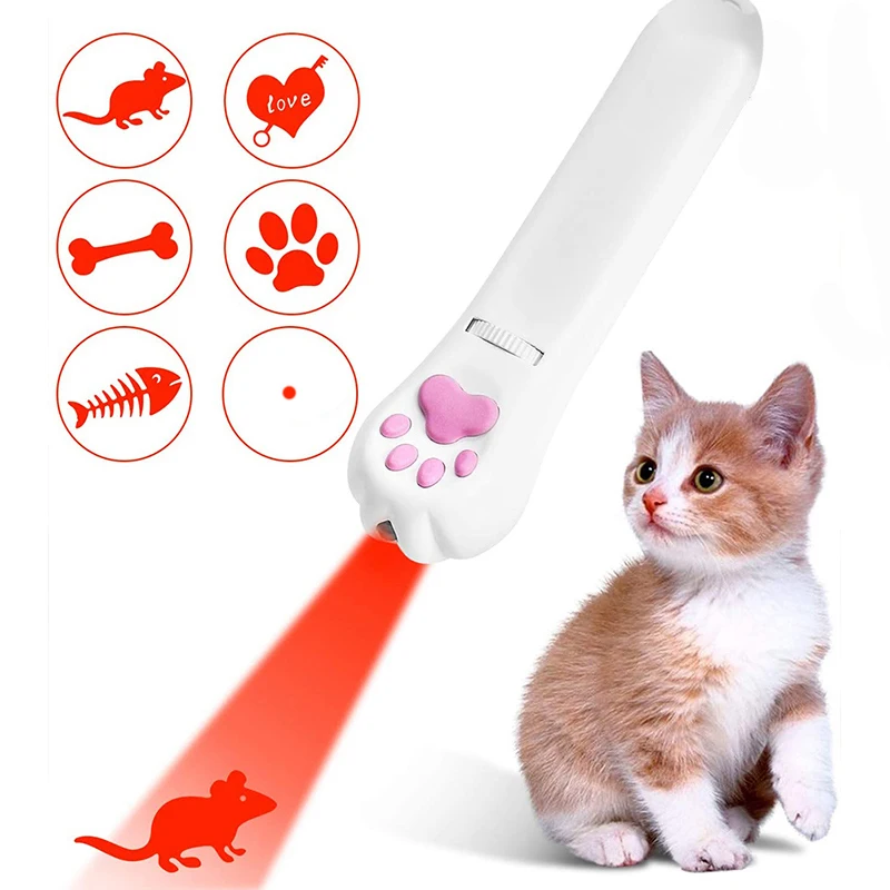 Pet LED Projection Cat Toy Interactive Laser Pet Stick Toy Bright Animation Mouse Shadow Cat Laser Pointer Light Pen Toys Cane