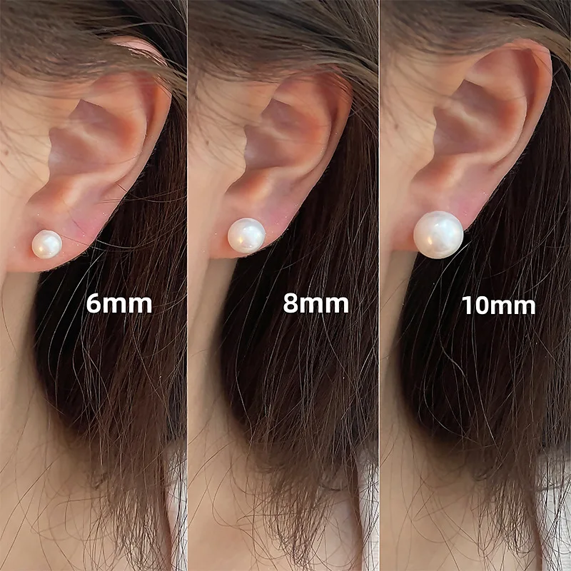 6-14mm White Imitation Pearl Ear Stud for Women Trending Items Korean Fashion Circle Pearl Earring Ins Style Jewelry Party Gift