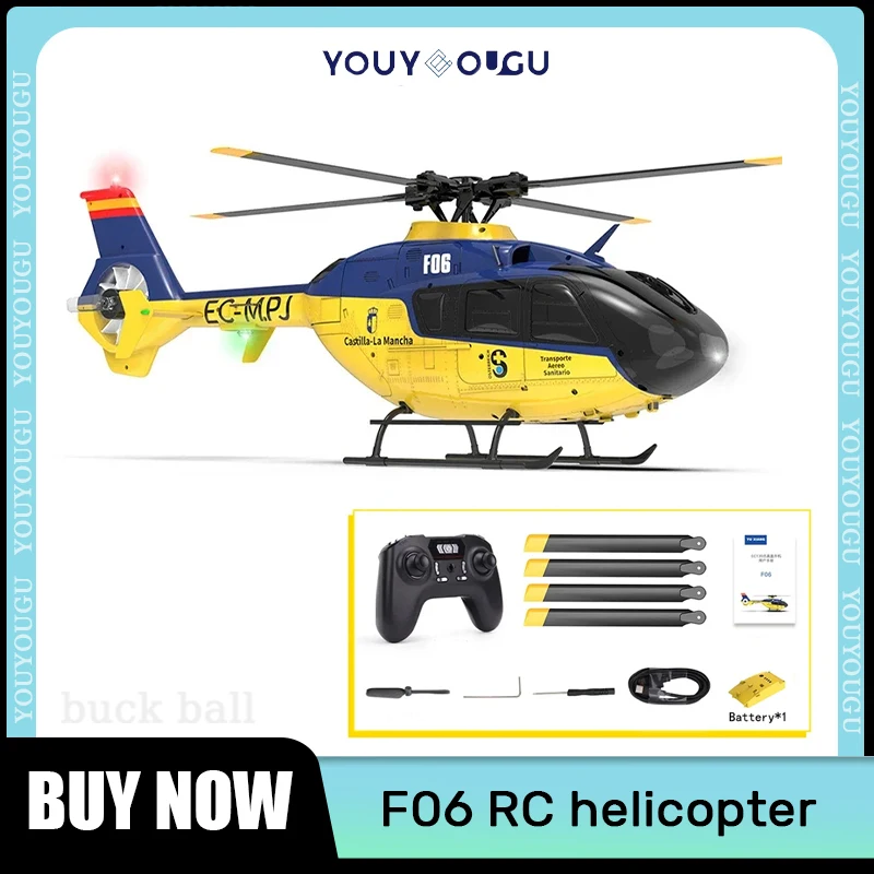 

YUXIANG F06 EC135 RC Helicopter 6Inch 2.4G Wireless Control 6 Axis Model 1:36 Remote Control Aircraft Model Outdoor Airplane Toy