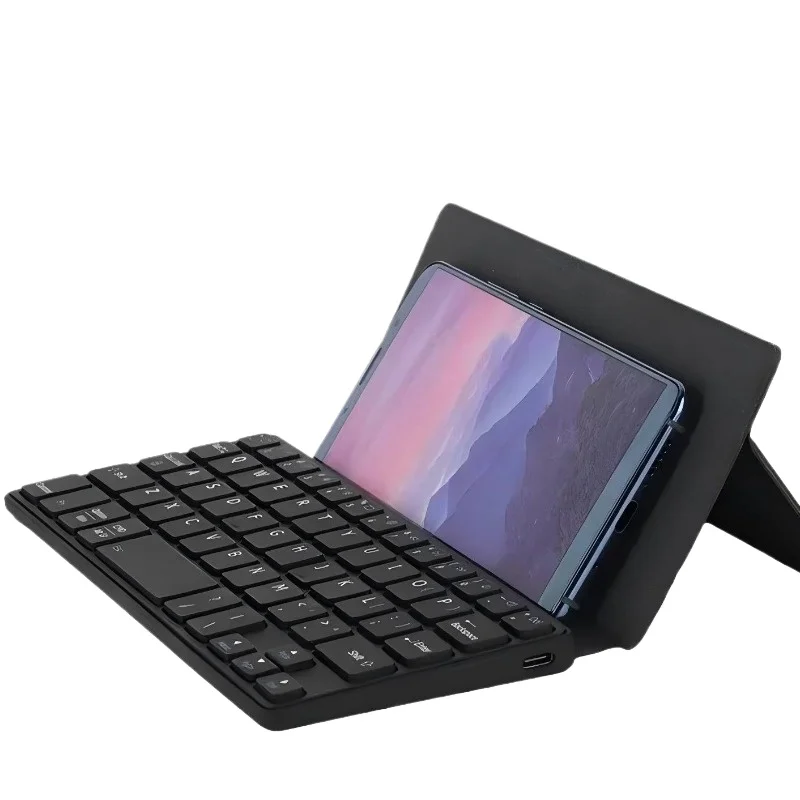 Mobile phone leather case, dual Bluetooth keyboard, silent and rechargeable,carried on business trips, office keypad can support