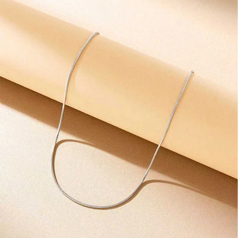 قطعة واحدة من قلادة الأفعى المستديرة المصنوعة من الفولاذ المقاوم للصدأ للنساء، سلسلة بسيطة على شكل عظمة الترقوة، سلسلة عنق #5