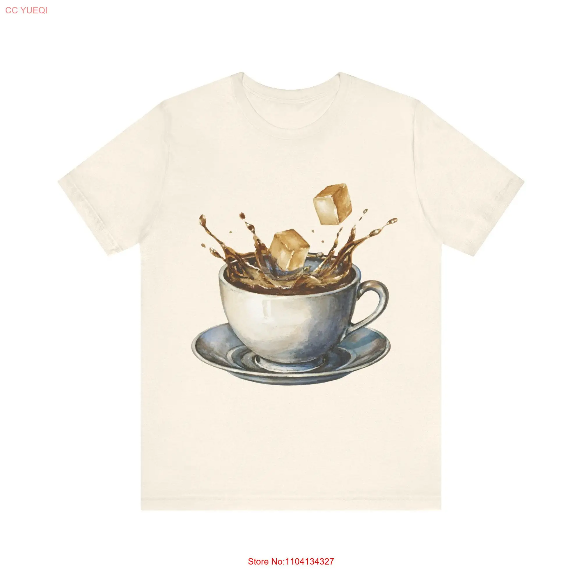 Coffee Lover T Shirt Cup Splash Barista ArT Vintage Style Women's Shop Top Men's long or short sleeves