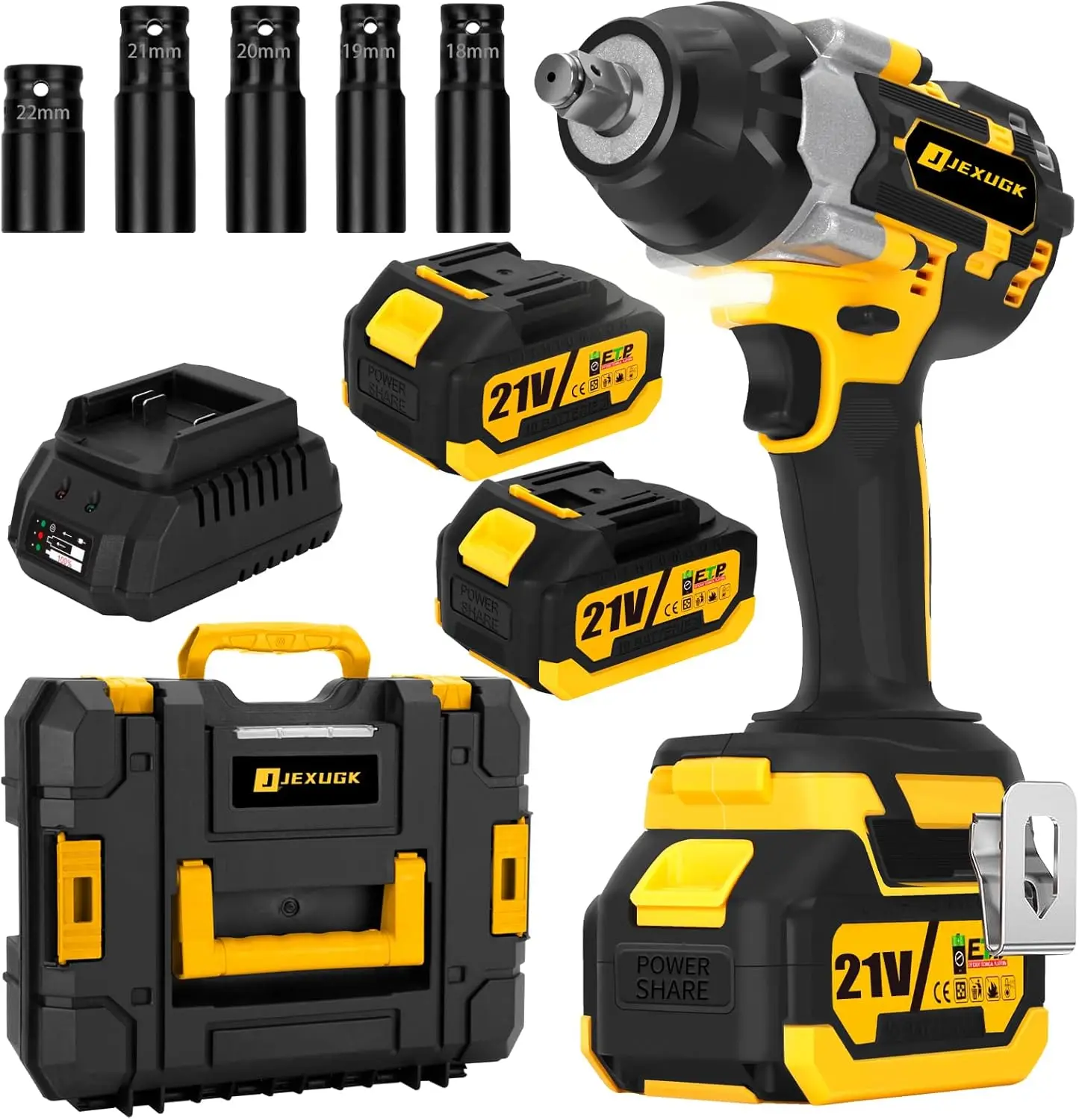 800N.M Cordless Impact Wrench, 600Ft-Lbs 1/2 Inch Electric Impact Gun, High Torque Brushless Impact Wrench W/ 2X 4.0Ah Battery,