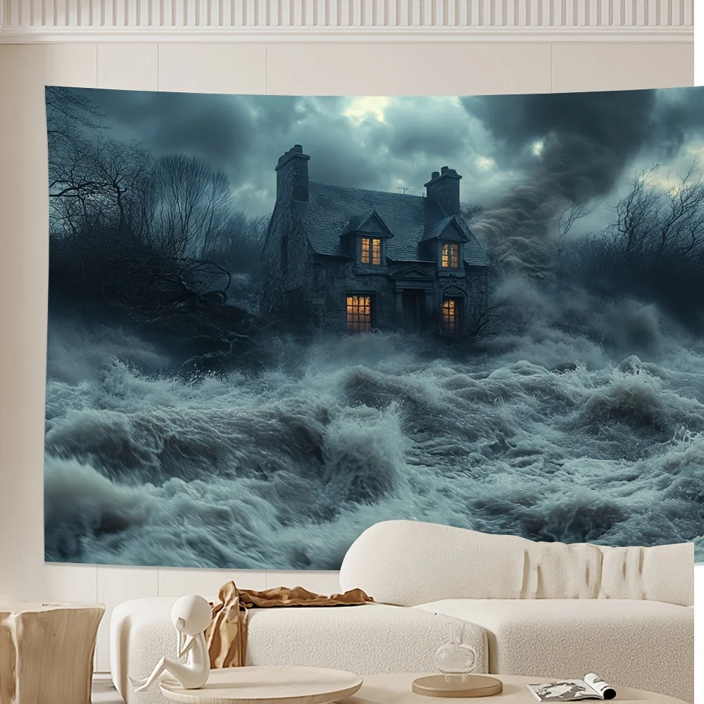 Beach Cottage Theme Digital printing polyester wall hanging tapestry decorative Living room bedrooms Office background gift
