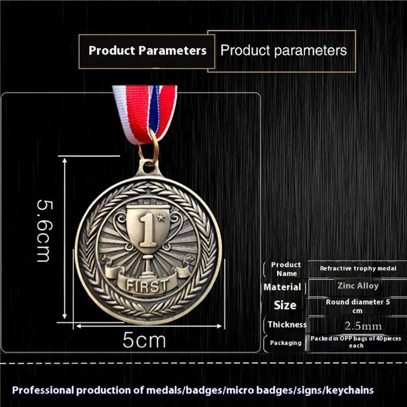 1Pcs 5cm Competition Prize Medals With Neck Ribbon Gold/Silver/Bronze Medal Metal Winner Medals For Talent Show Party Race