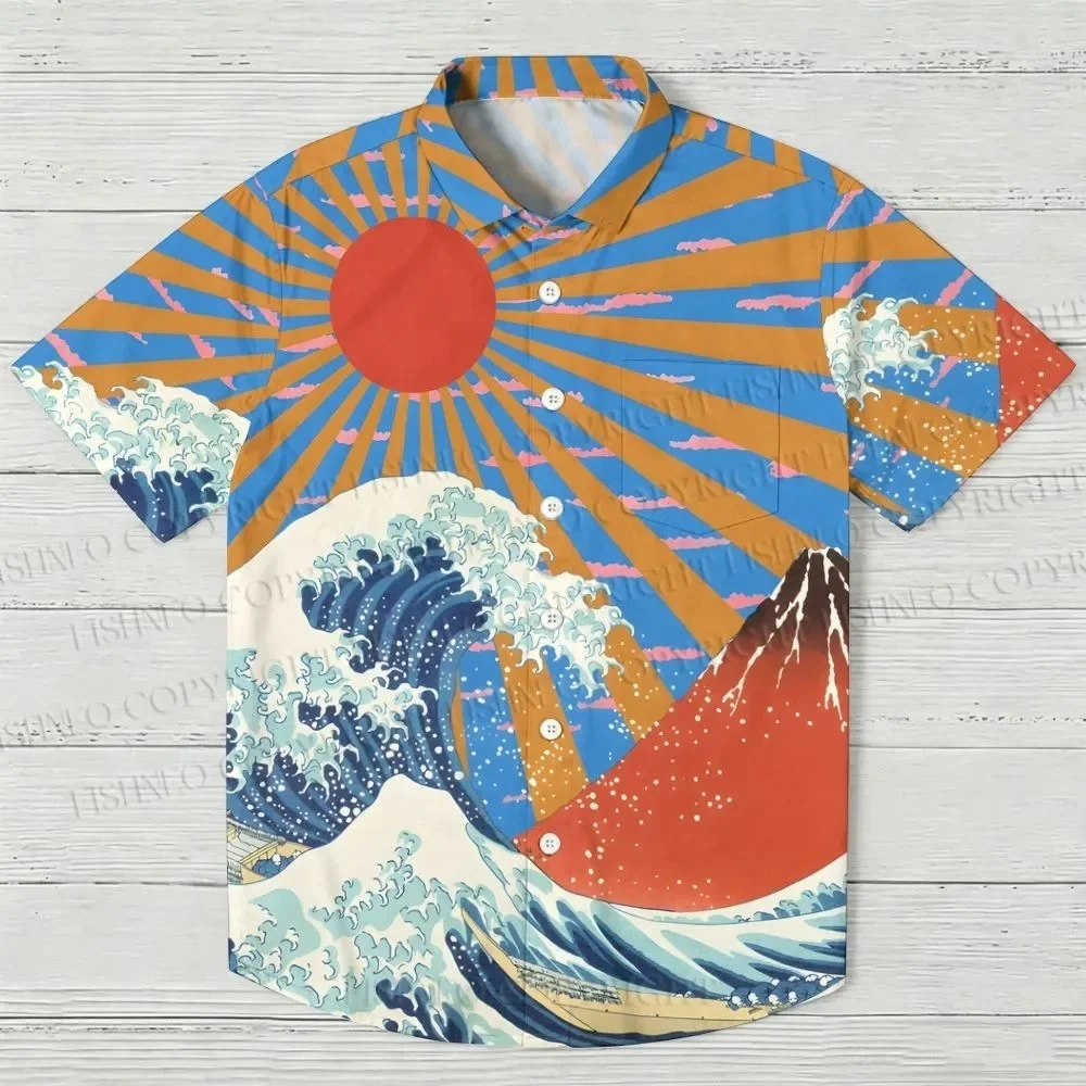 The Great Wave Off Kanagawa Button-up Shirt 3D Printed Pattern Style Men's Hawaiian Shirt