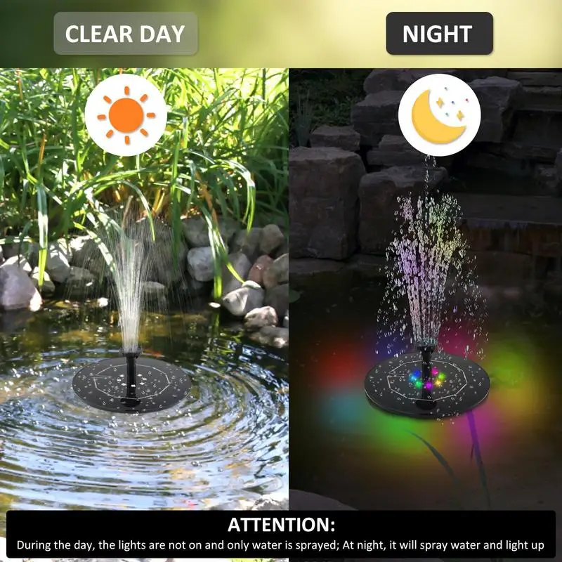 Solar Water Pump Solar Fountain Pump Garden Height Monitoring Outdoor Decoration With 6 Nozzles For Bird Bath Garden Pond Pool