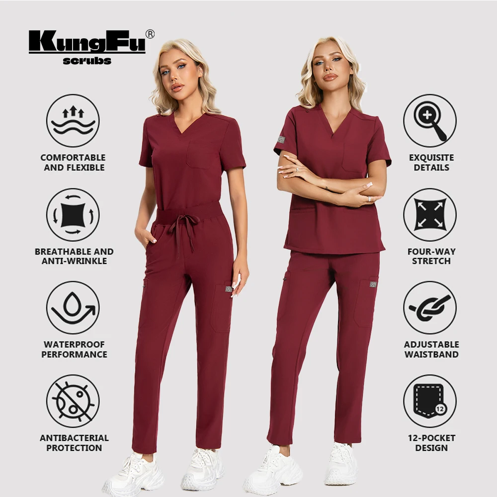 kungfu-scrubs-ensemble-de-blouse-et-pantalon-medical-pour-femme-tenue-de-travail-antibacterienne-et-impermeable-pour-infirmiere-et-estheticienne-nouvelle-arrivee-2026