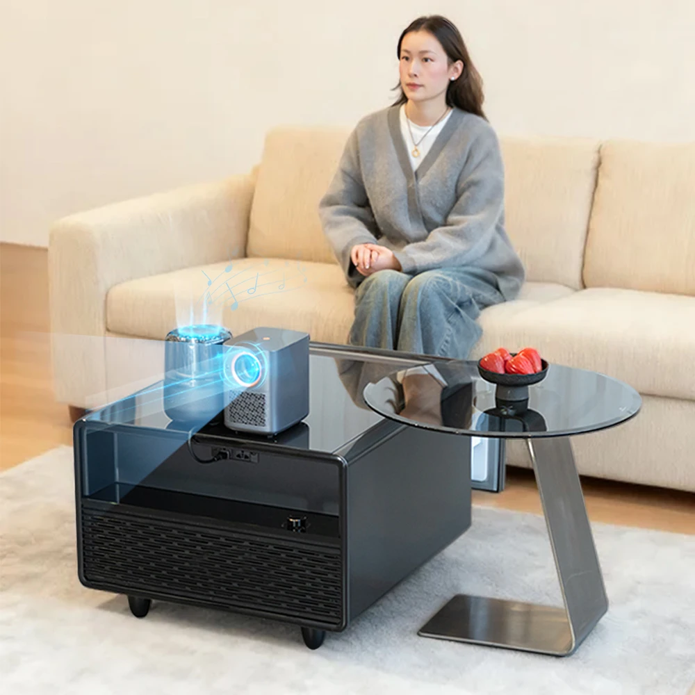 Mini Fridge Side Table 65L Bedside Coffee Table With Adjustable Temperature Control And Dual Power Sockets