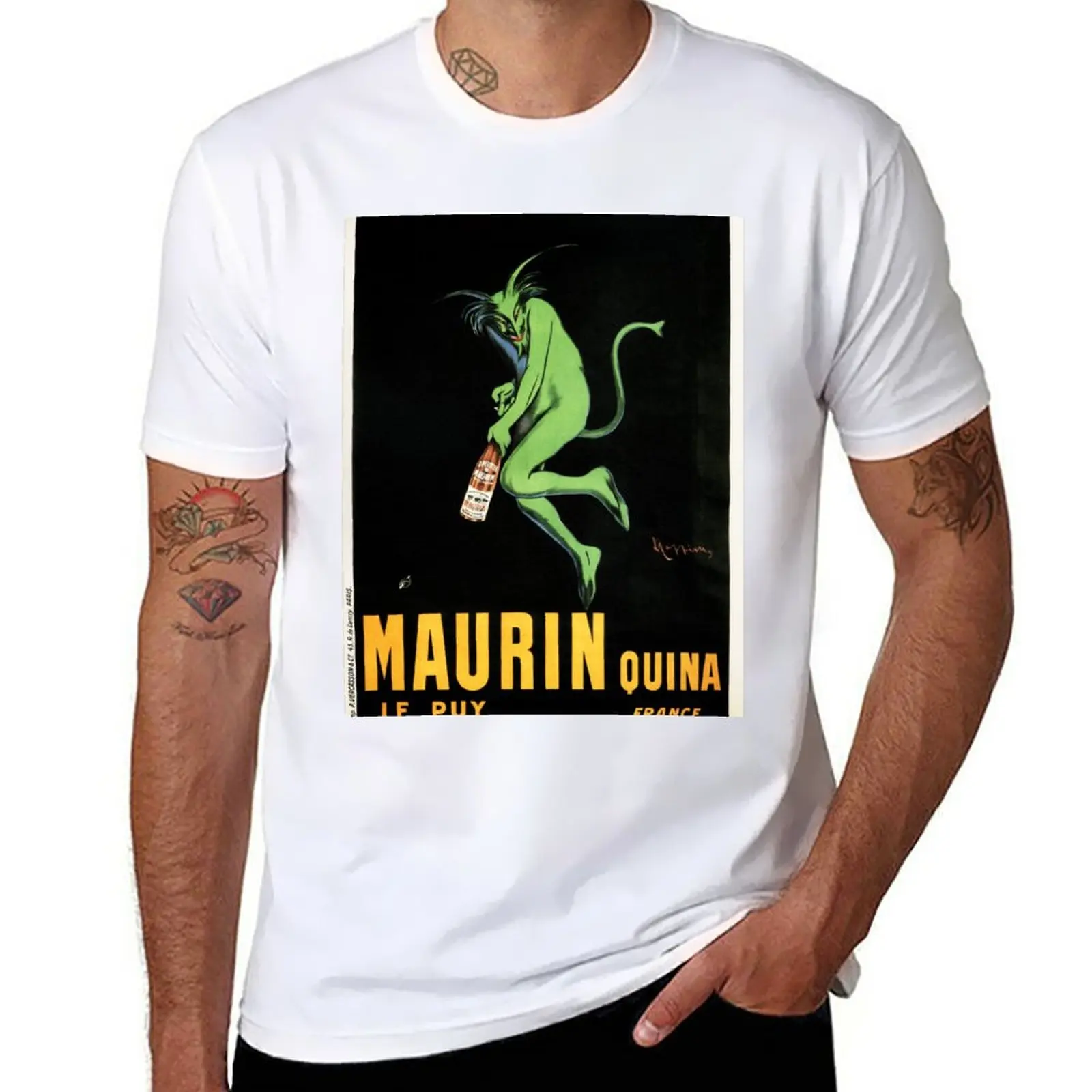 

New Devil MAURIN QUINA Liquor Absinthe Art Deco France Leonetto Cappiello T-Shirt kawaii clothes tees black t-shirts for men