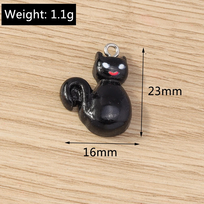 Tusember 10 Stück Halloween Charms Harz Hexenhut Mond Spinne Fledermaus Katze Kürbis Geist für Ohrringe Halloween Schmuckherstellung DIY – Detail 13