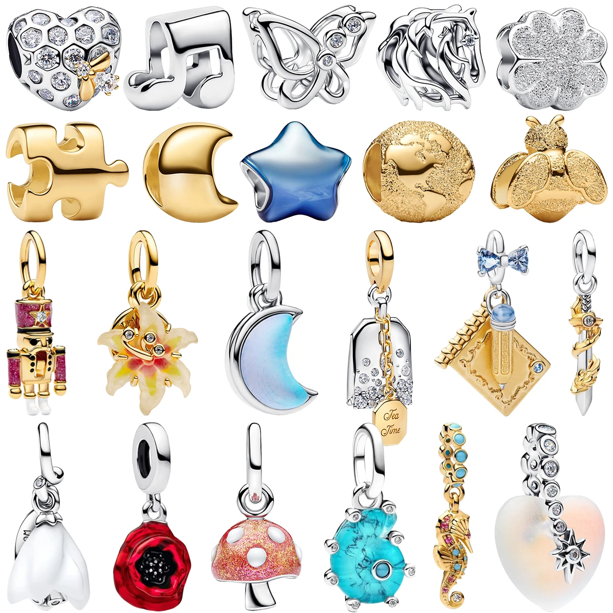

Серебряные бусины 925 пробы: бабочка, конь, глобус, рельефный меч, Щелкунчик, цветочный морской конек, эмалевые звезды, для браслетов и украшений DIY