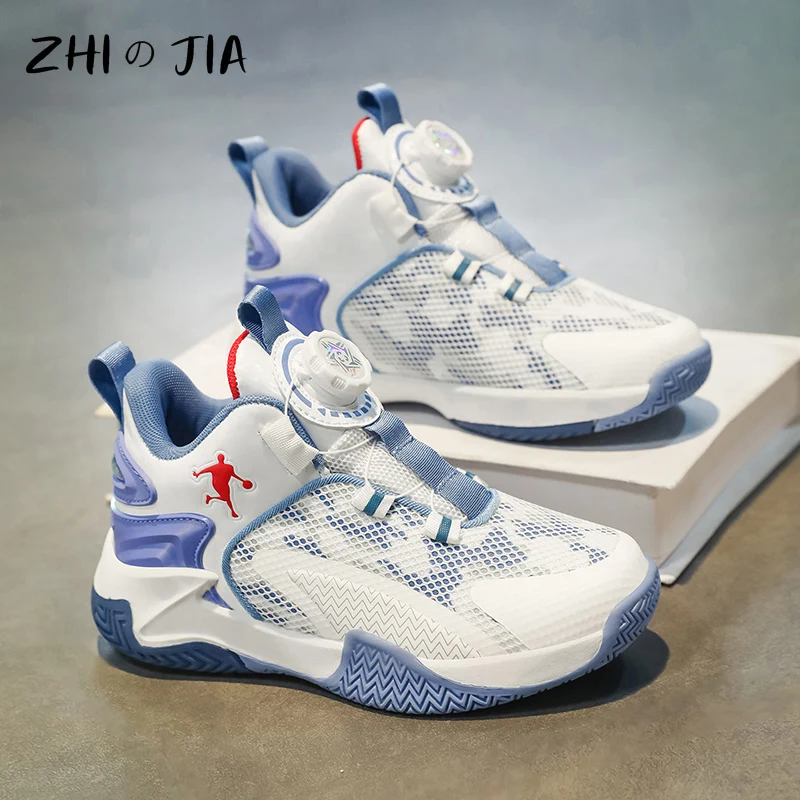 

Новые детские кроссовки с вращающейся пряжкой, уличная противоскользящая и износостойкая спортивная обувь, летняя дышащая модная обувь с сеткой