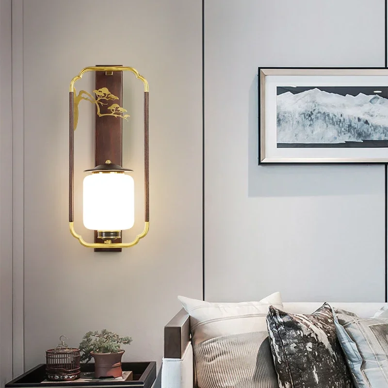 

New Chinese wall lamp, living room background wall lamp