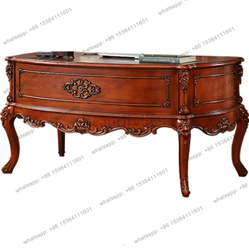 

American all-solid wood desk and chair combination European computer desk