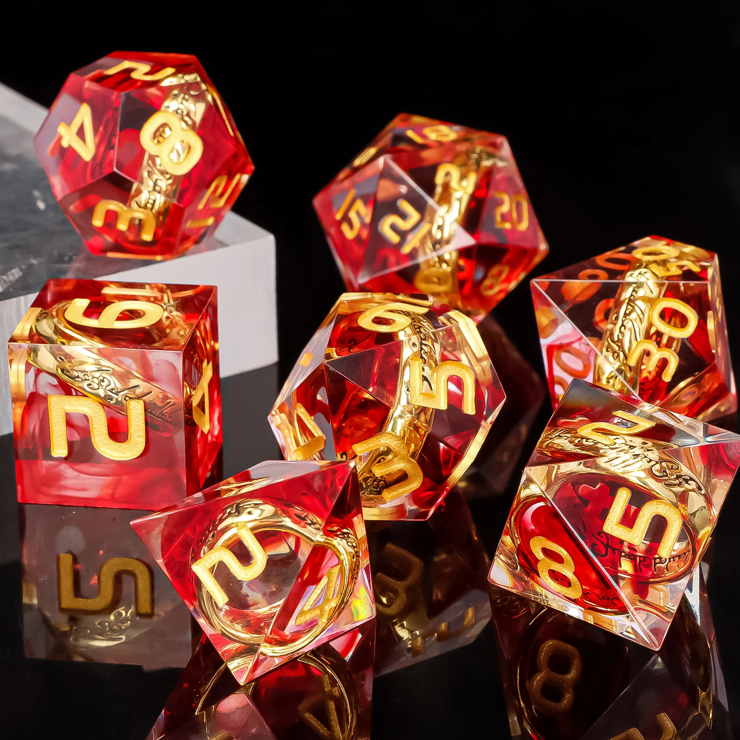 

Набор полиэдральных кубиков D и D, D20, D12, D10, D8, D6, D4, обучение математике подземелий и драконов, ролевая игра Pathfinder