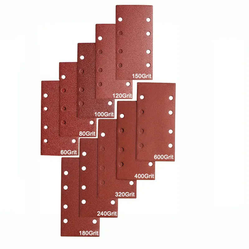 50pcs Assorted Grit Sanding Sheets Set, 93 x 185mm, 8-Hole, for Rectangular Sanders, Wood Compatible, Manual Sanding Pads