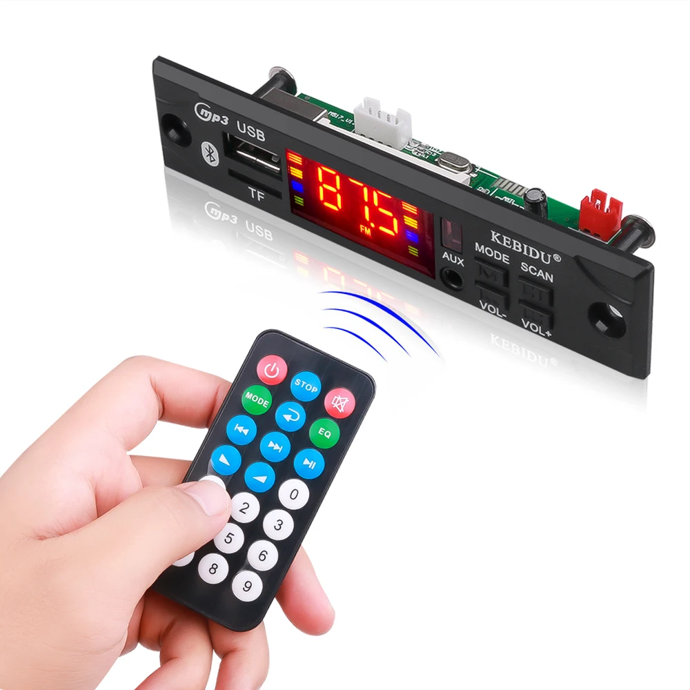 Kebidu Wireless Bluetooth 9V 12V MP3 WMA Decoder Board MP3 Player Car Audio USB TF FM Radio Module with Remote Control For Car