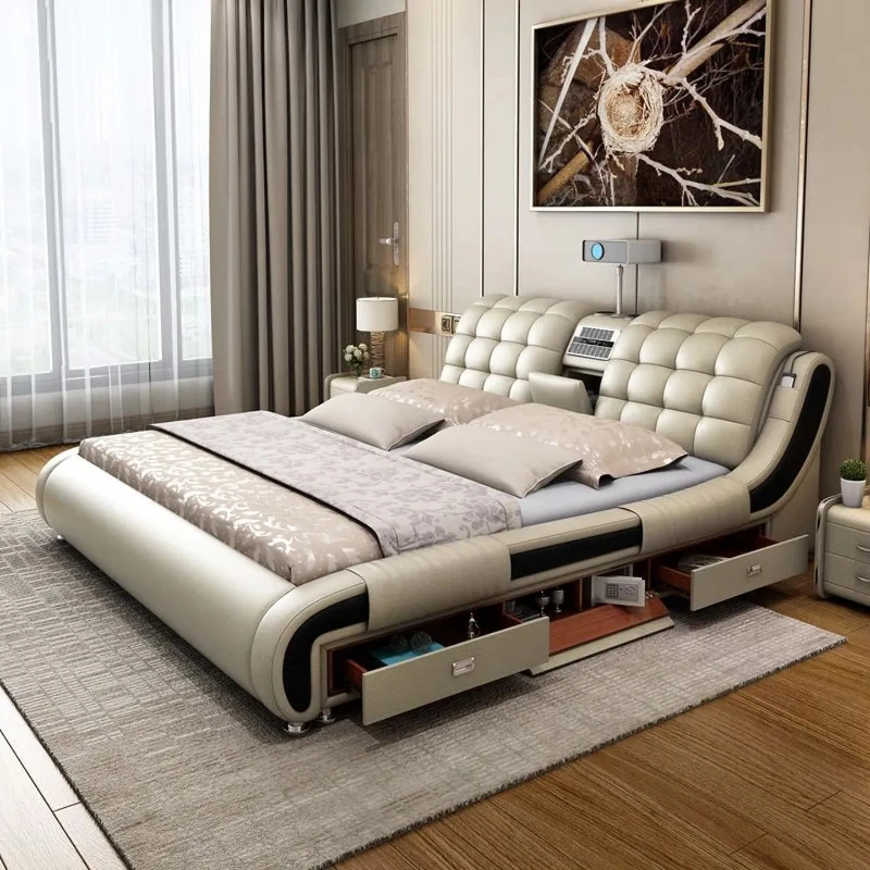 

Nordic light luxury smart bed master bedroom modern simple technology cloth bed double bed with massage multi