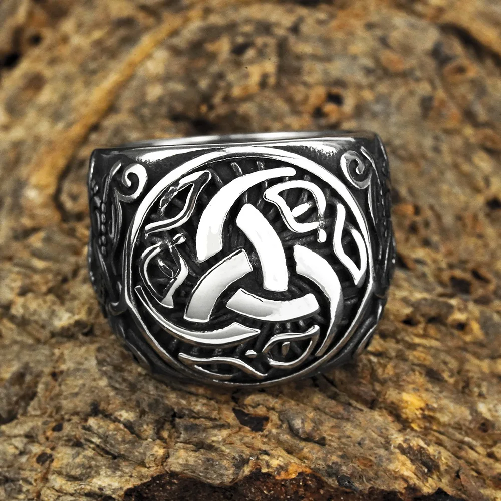 Vintage Viking Simple Design Celts Knot Ring S925 Sterling Silver Men Women Amulet Dragon Pattern Ring Jewelry Creativity Gift view 5