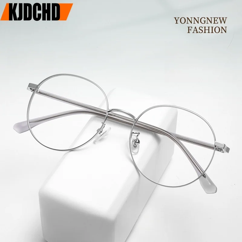

Retro Round Titanium Alloy Glasses Frame Men and Women Ultralight Retouch Face Small Size Optical Prescription Eyewear