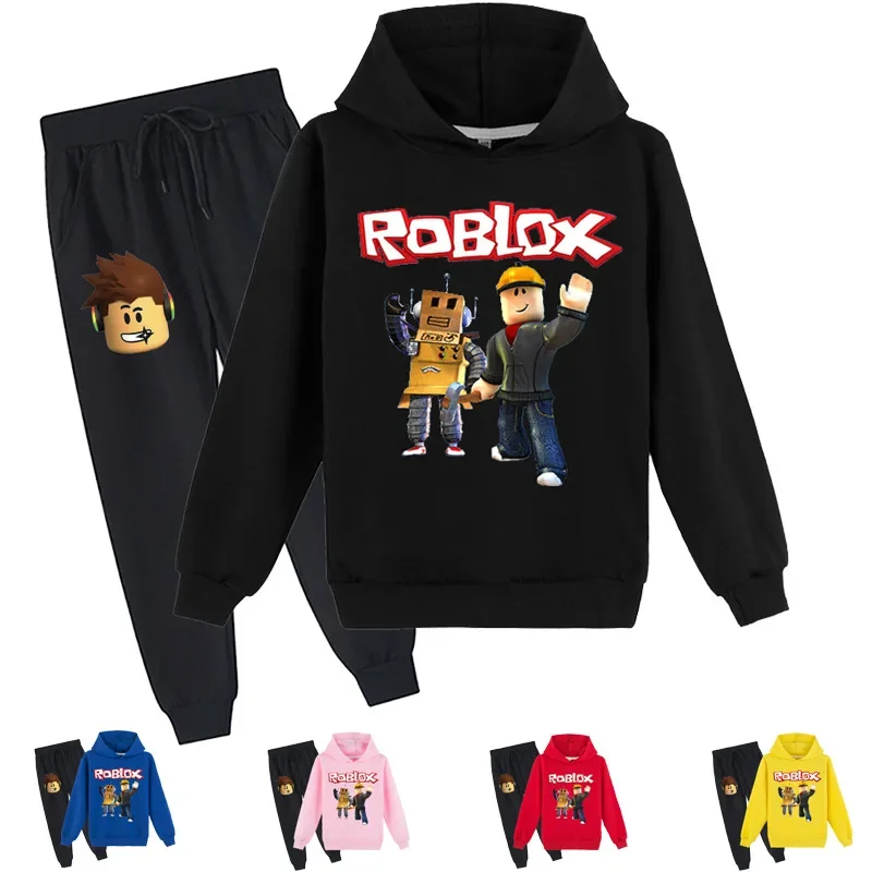 2PCExplosive Long-sleeved Sweater Children's Clothing ROBLOX Middle-aged and Older Boys and Girls Hoodie, Trousers, Sweater Suit