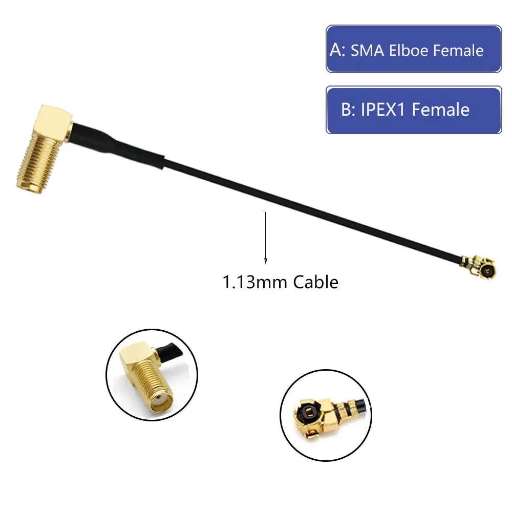 1PCS U. FL IPEX to SMA elbow inner hole adapter WIFI 4G 5G 5.8G connection line feeder RG178 RG1.13 coaxial line