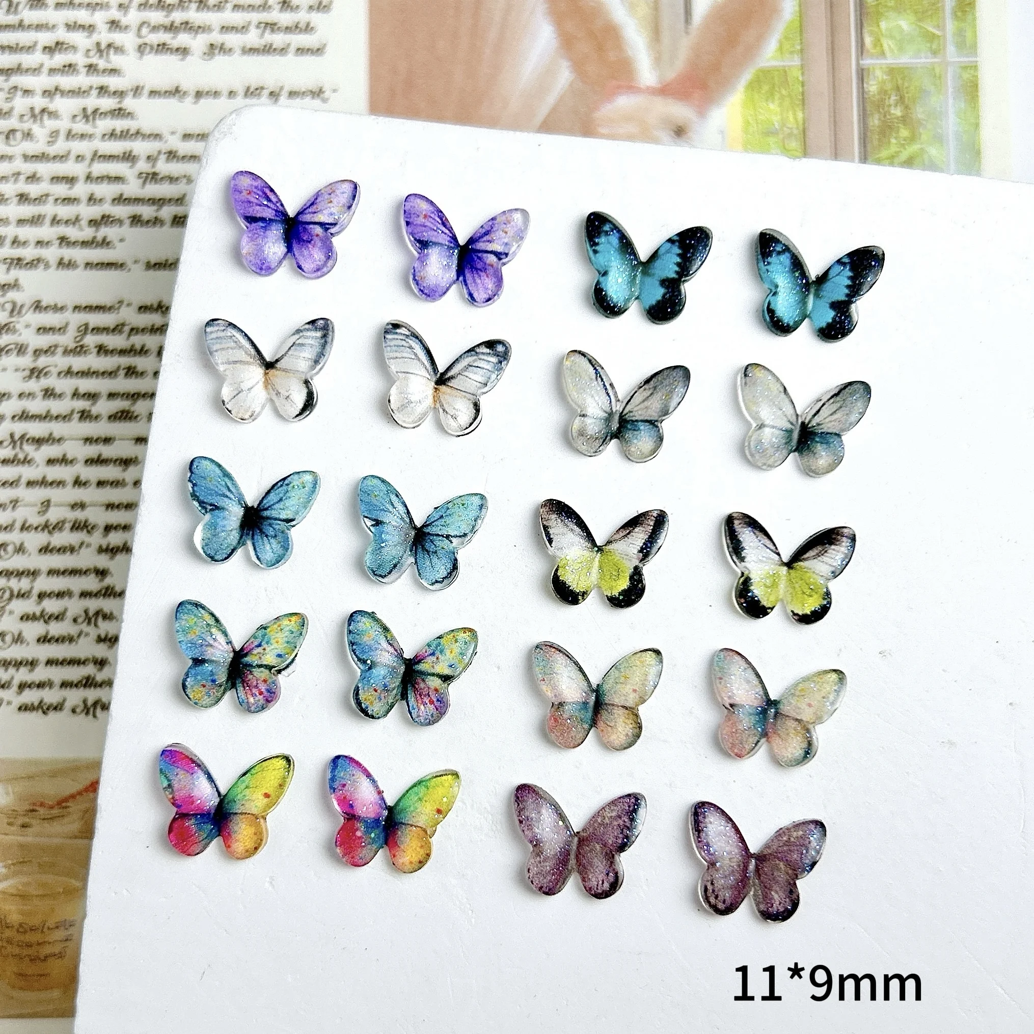 30 قطعة الجدة واقعية الإبداعية فراشة مسمار الفن السحر التدرج الملونة متلألئ فراشة الراتنج مسمار الزينة DIY بها بنفسك #2