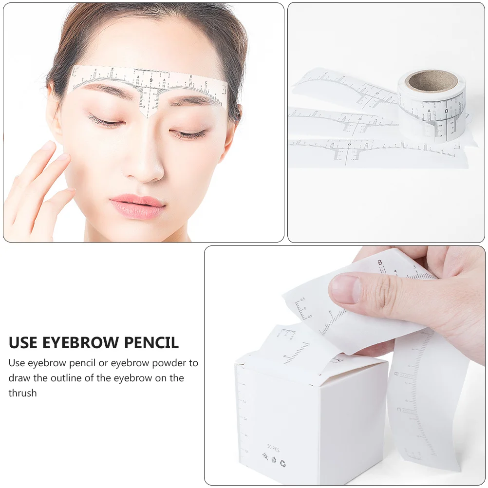 

1 Roll White Disposable Eyebrow Scale Ruler Sticker Adhesive Brow Measurer Eyebrow Ruler Makeup Brow Guide Accessory