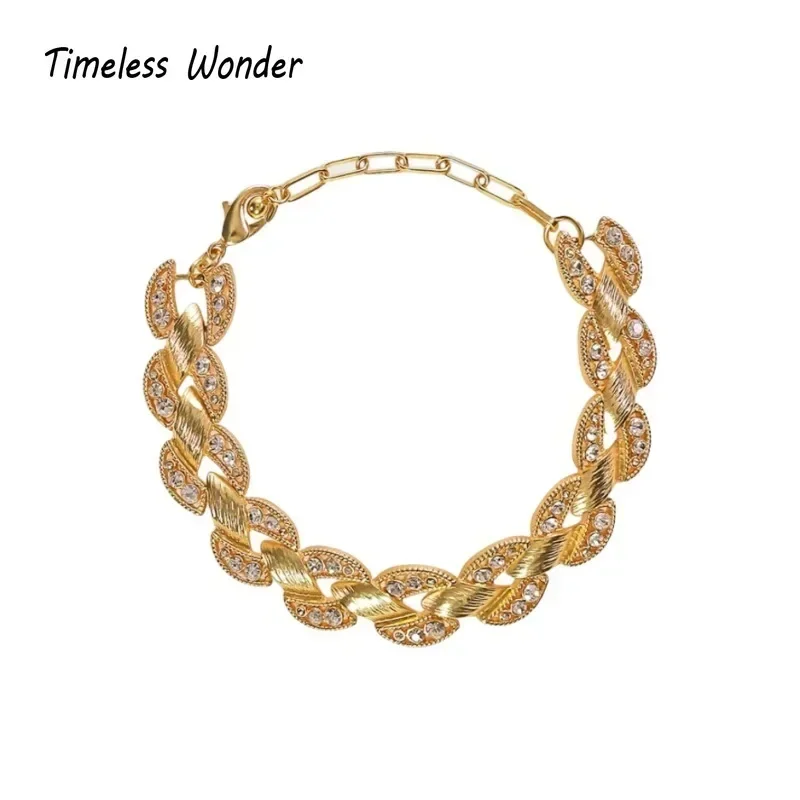 Timeless Wonder Retro Zircon Geo Pave Chains Necklaces for Women Designer Jewelry Runway Top Vintage Style Rare Gift Set 3623