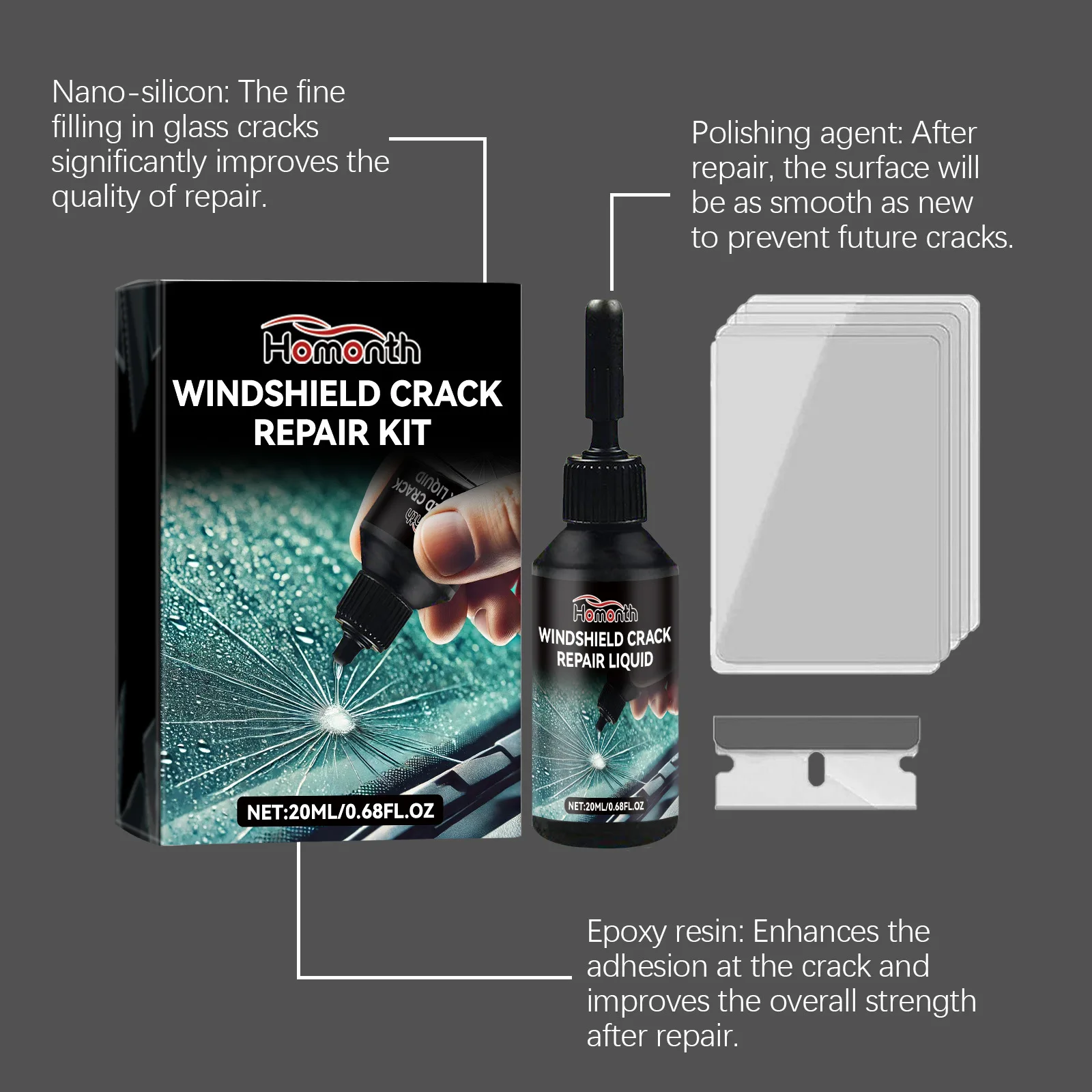 10Set Car Windshield Repair Kit Ultraviolet Auto Windshields Cracks Scratches Adhesive Repair Liquid for Car Truck Motorcycle